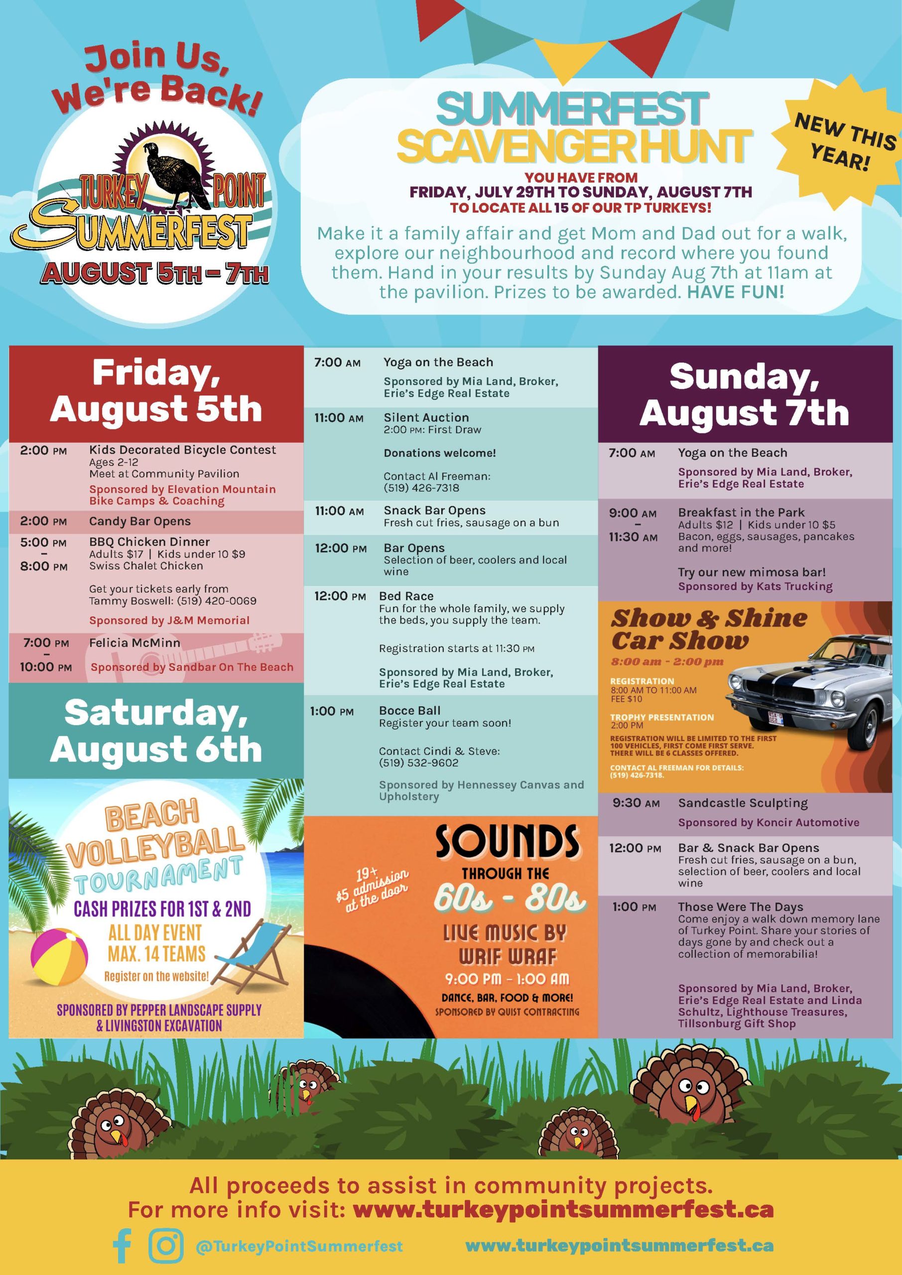 2022 Events Schedule Turkey Point Summerfest